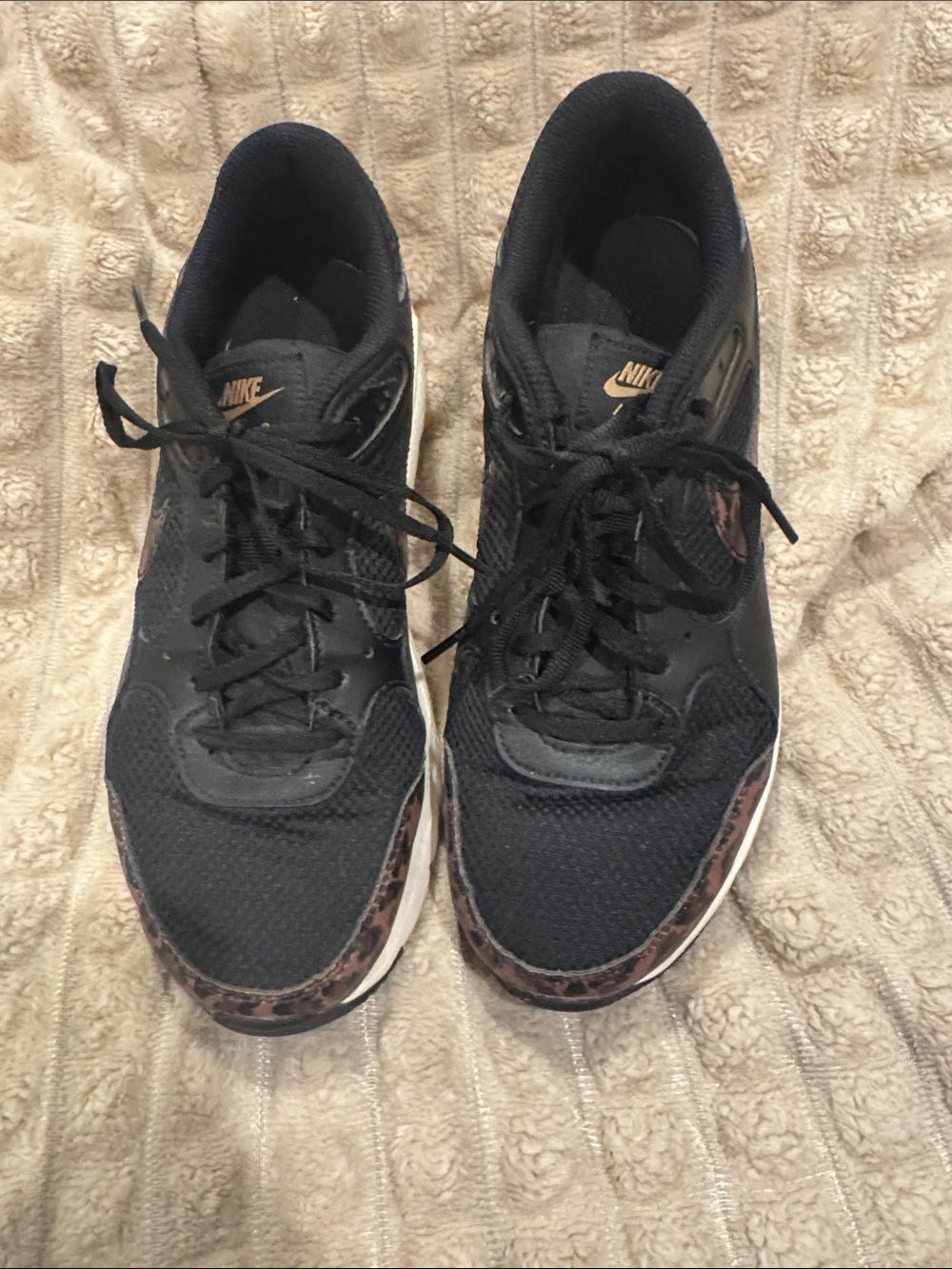 Nike Women’s Black Athletic Sneakers with Leopard Accent